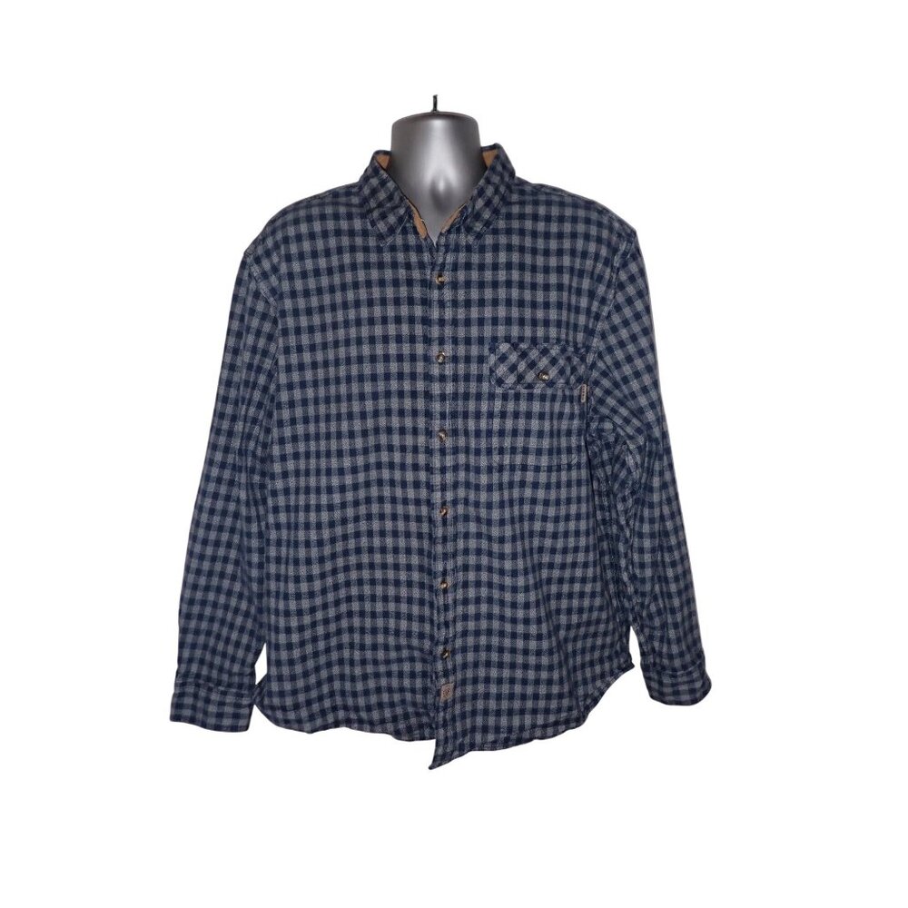 Dubinik Customized‎ Version Flannel Shirt Mens 2XL Blue Check Grunge Casual
